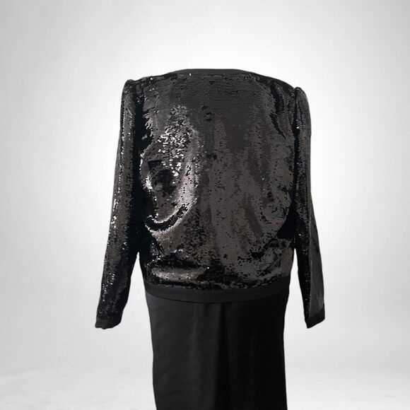 RYEGRASS Black Sequin Evening Jacket Puff Sleeve Shoulder Pads, NWT. Size XXL - Picture 6 of 11